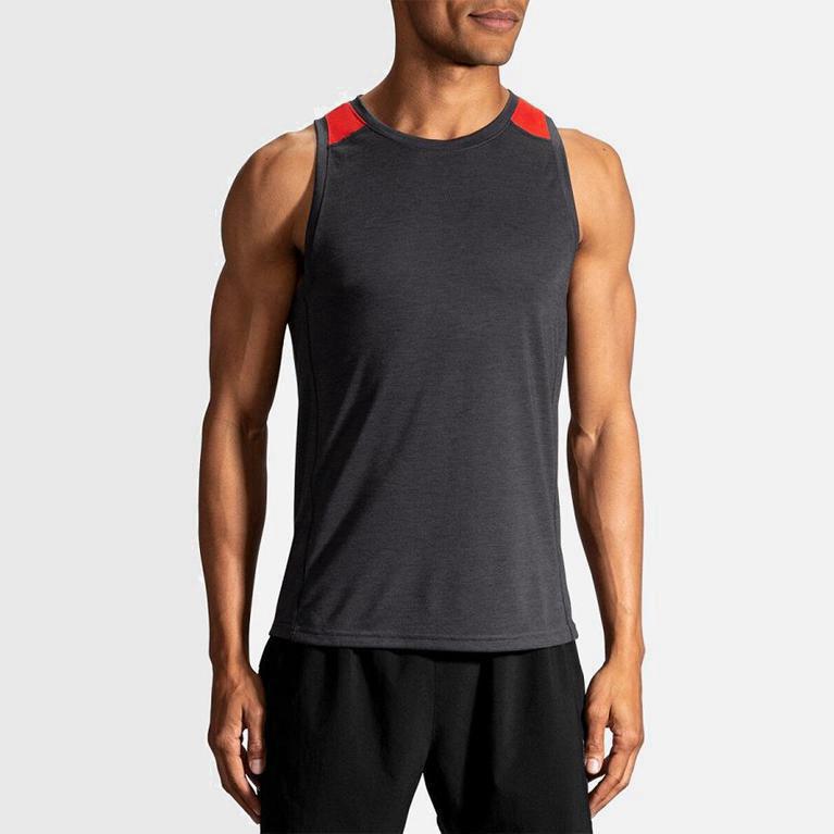 Brooks Distance Hombre Camiseta Sin Mangas - Grises (4802ZLCBE)